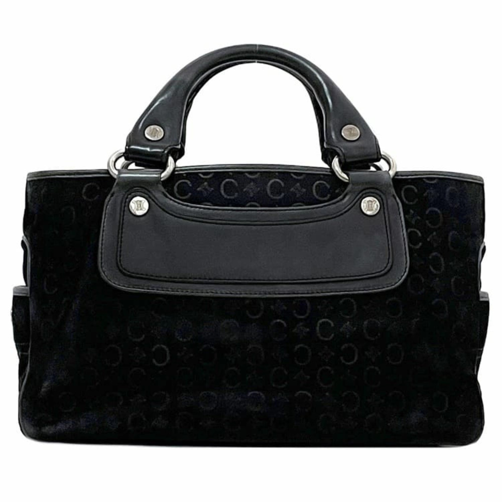 Celine Boogie Bag Black Macadam Suede Leather Logo Work Business
